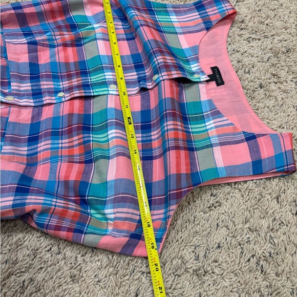 Talbots Madras Plaid Button Front Sleeveless Dress size 10 - Picture 6 of 7